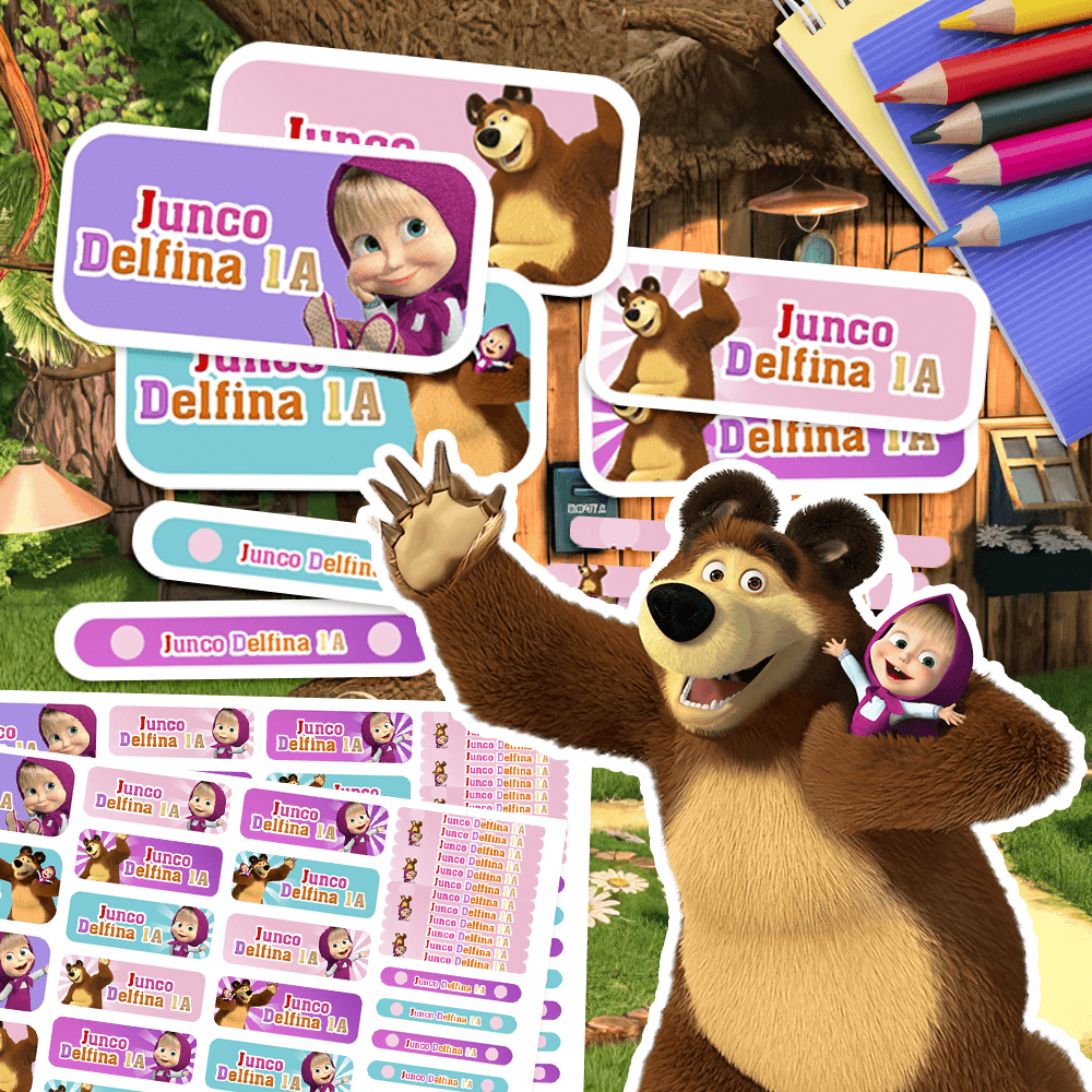 Etiquetas Escolares - Masha y el Oso