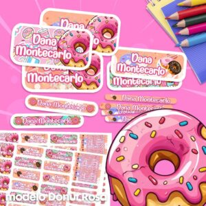 Donut Rosa - Etiquetas Personalizadas
