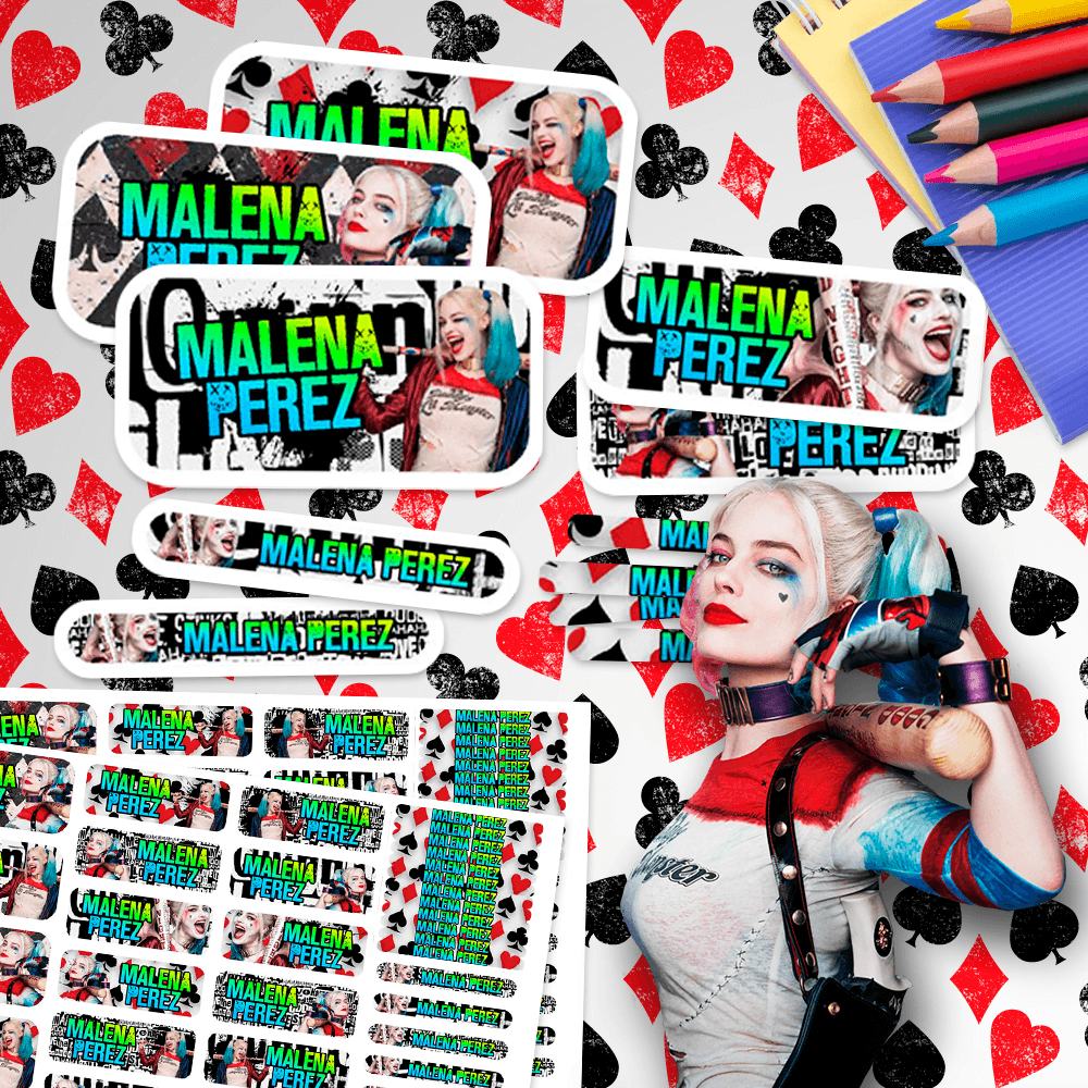 Etiquetas Escolares para Imprimir | Harley Quinn (Archivo Digital PDF)