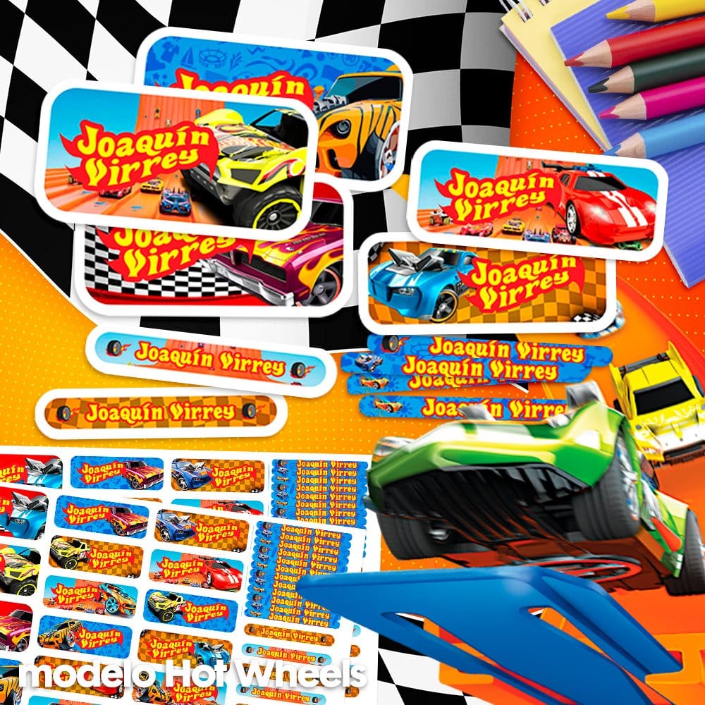 Etiquetas Escolares para Imprimir | Hot Wheels (Archivo Digital PDF)