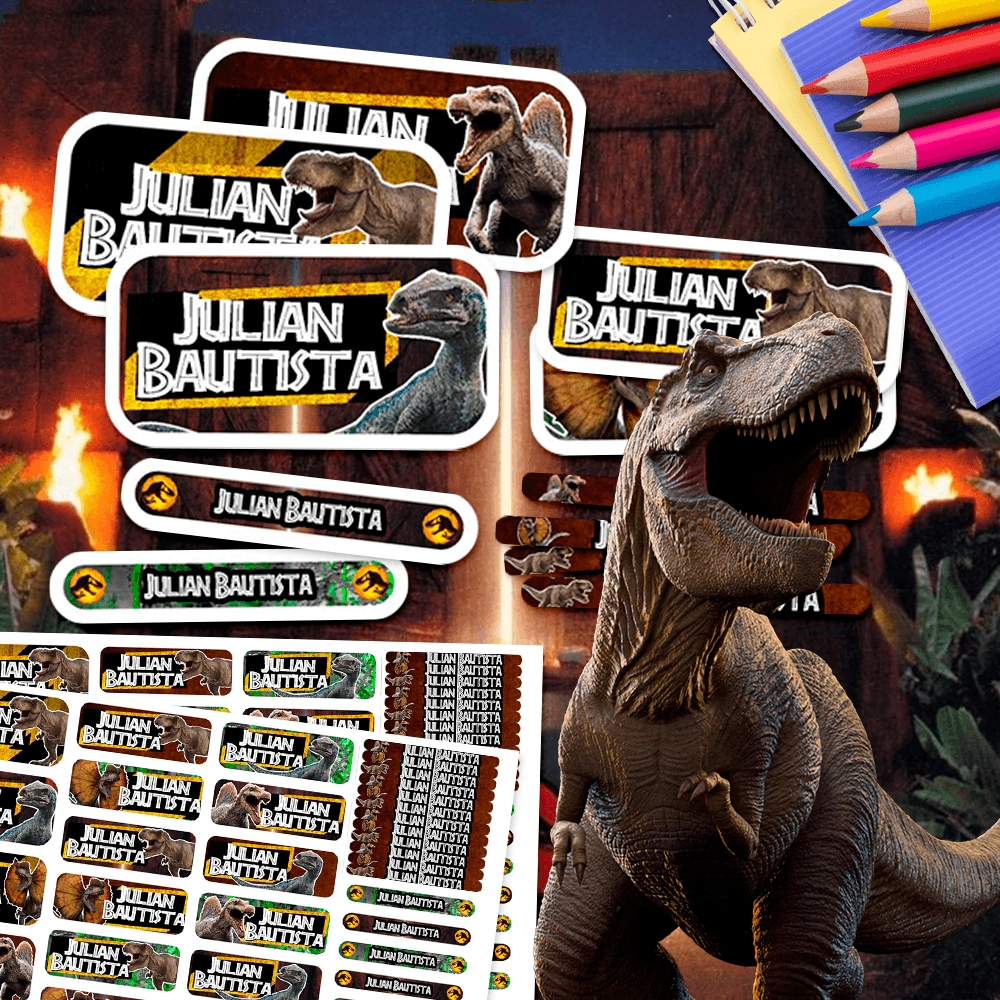 Etiquetas Escolares para Imprimir | Jurassic Park (Archivo Digital PDF)
