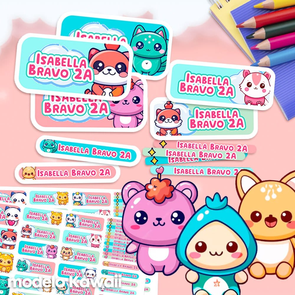 Etiquetas Escolares para Imprimir | Kawaii (Archivo Digital PDF)