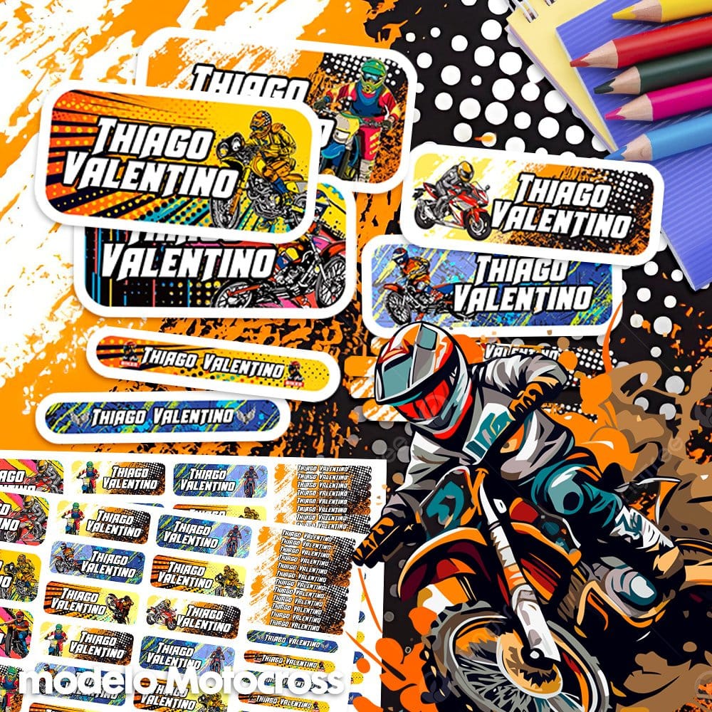 Etiquetas Escolares - Motocross