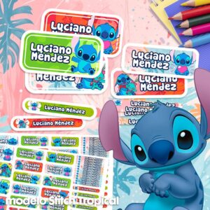 Stitch Tropical - Etiquetas Personalizadas